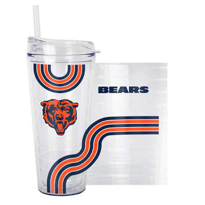 Chicago Bears 22oz Waves Dbl Wall Clear Tumbler