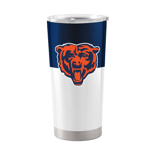 Chicago Bears colorblock 20oz stainless steel tumbler with team logo and vibrant design, perfect for fans and everyday use.
