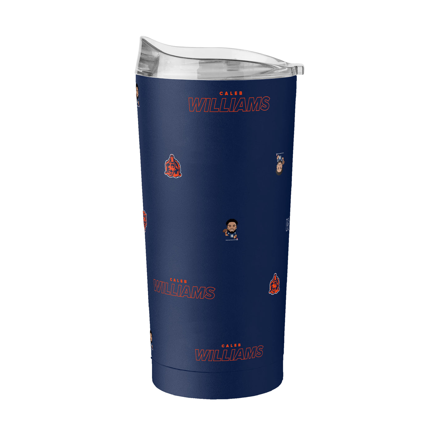 Chicago Bears Caleb Williams Caricature Step And Repeat 20oz Powder Coat Tumbler