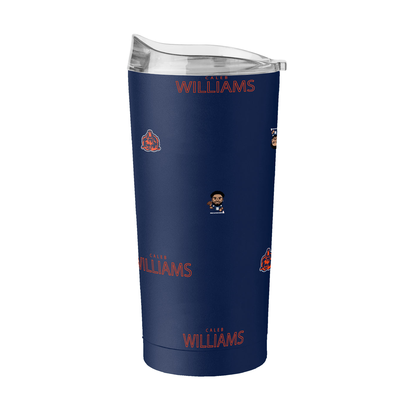 Chicago Bears Caleb Williams Caricature Step And Repeat 20oz Powder Coat Tumbler