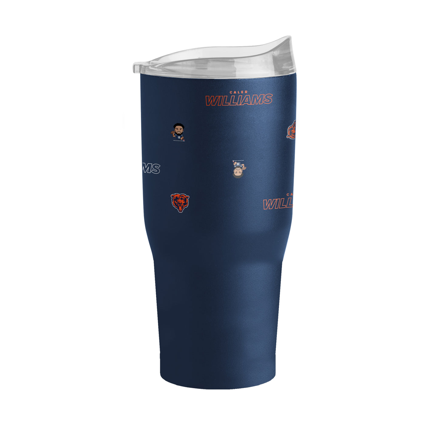 Chicago Bears Caleb Williams Caricature Step And Repeat 30oz Powder Coat Tumbler
