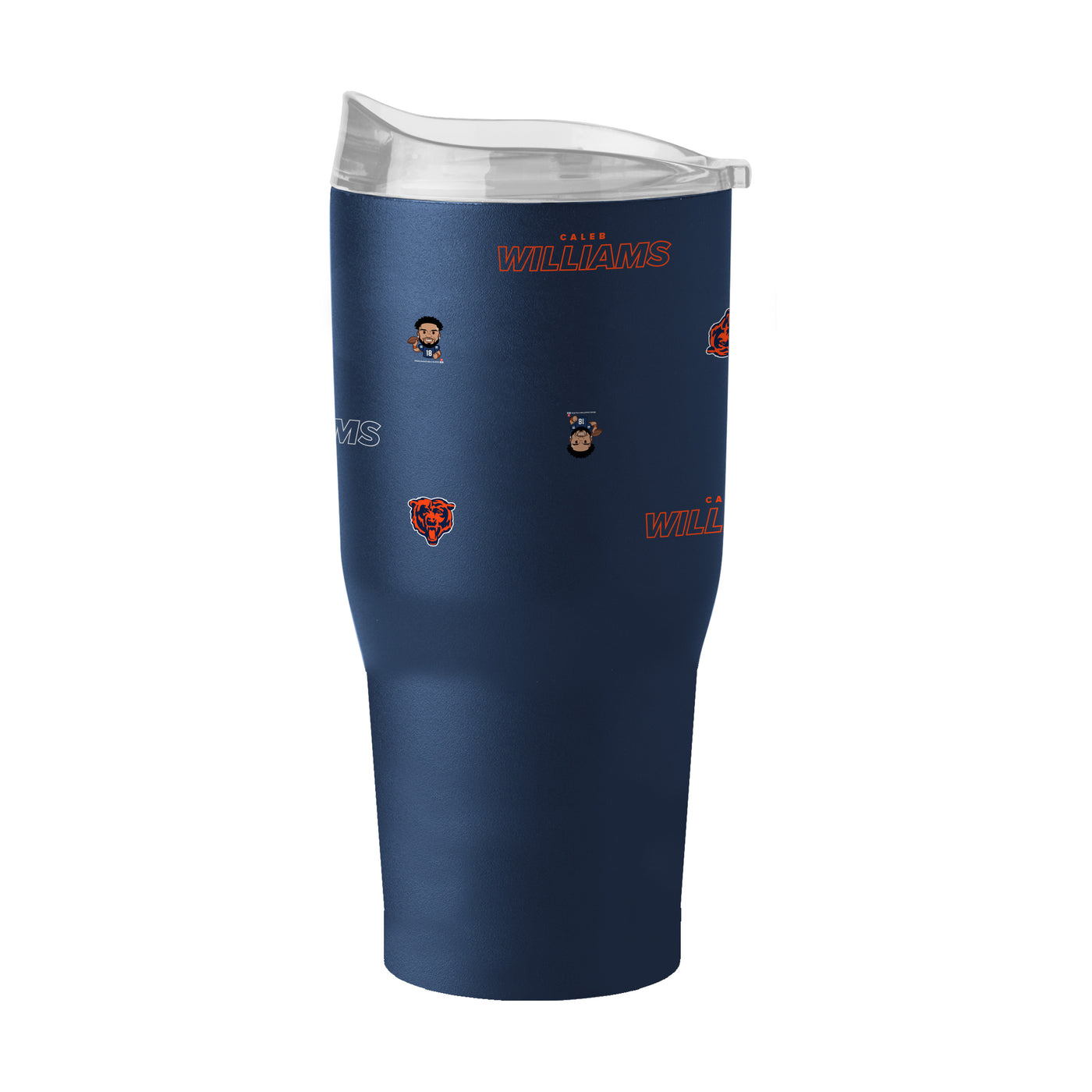 Chicago Bears Caleb Williams Caricature Step And Repeat 30oz Powder Coat Tumbler