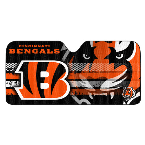 NFL Cincinnati Bengals auto shade by Logo Brands, featuring team logo and design to block sunlight in vehicle windows.