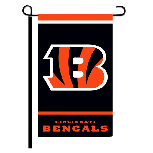 Cincinnati Bengals garden flag with team logo and colors, measuring 12x18 inches, suitable for outdoor display