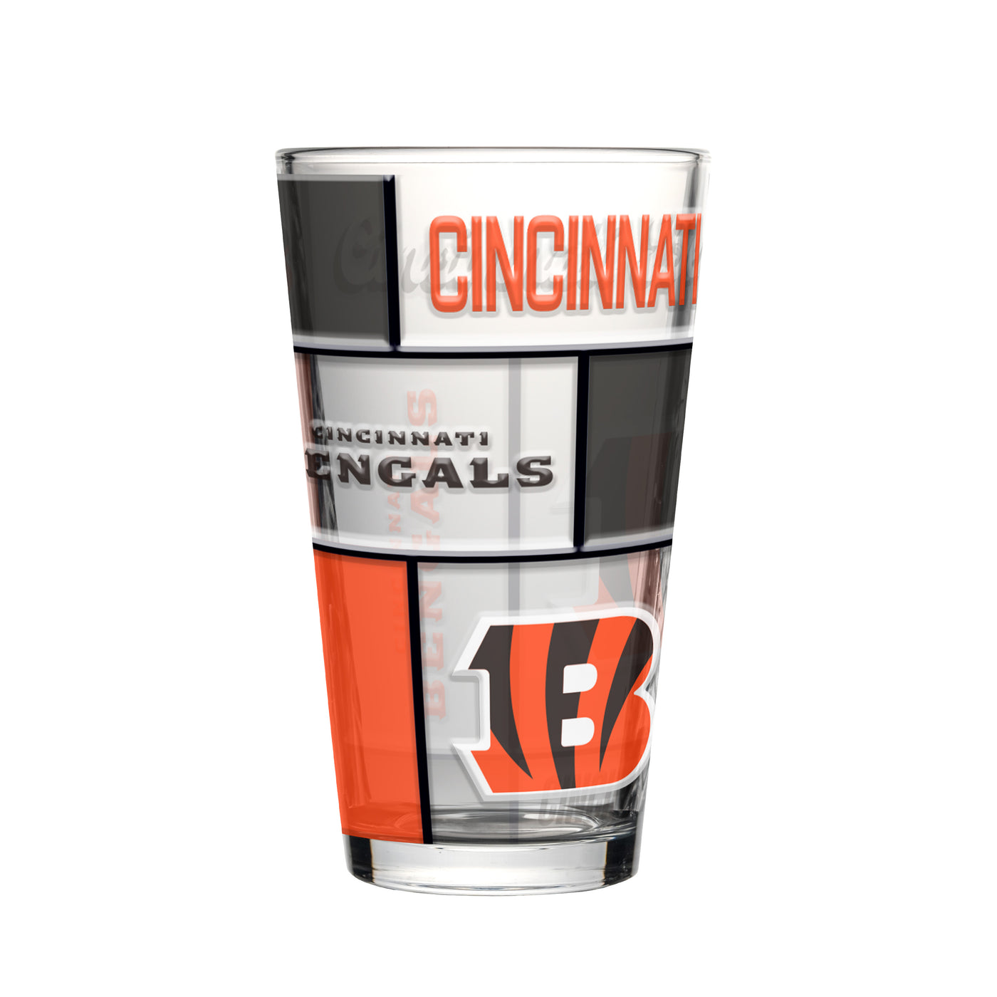 Cincinnati Bengals 16oz Quilted Stained Pint Glass