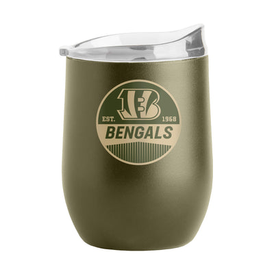 Cincinnati Bengals 16oz Badge Powder Coat Curved Beverage - Logo Brands