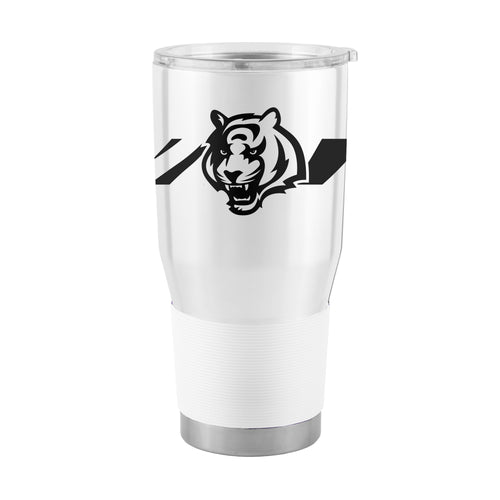 Cincinnati Bengals white tiger 30oz stainless steel tumbler with team logo and design, durable drinkware for fans.