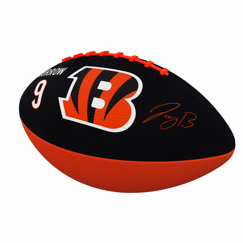 Junior size rubber football featuring Cincinnati Bengals Joe Burrow logo, perfect for recreation and outdoor play.