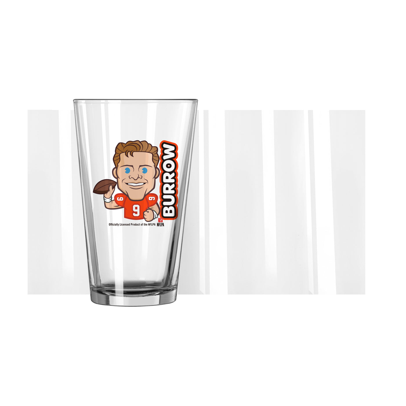 Cincinnati Bengals Joe Burrow Caricature 16oz Pint Glass - Logo Brands