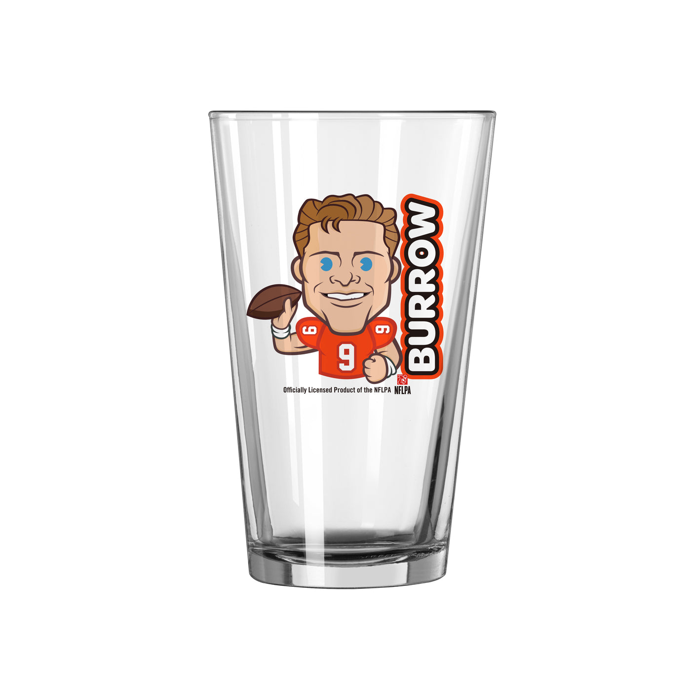 Cincinnati Bengals Joe Burrow Caricature 16oz Pint Glass - Logo Brands