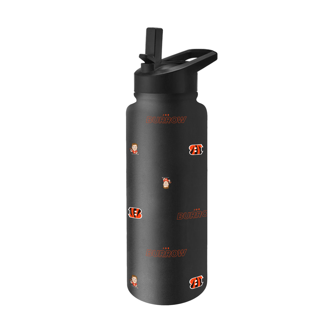 Cincinnati Bengals Joe Burrows Caricature Step And Repeat 34oz Quencher Bottle