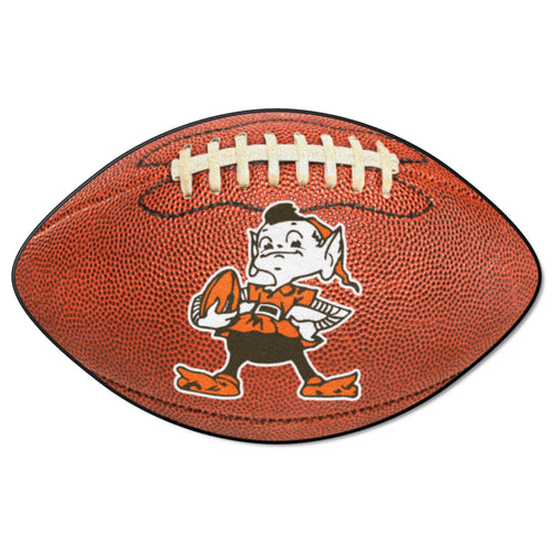 Cleveland Browns football mat with team logo and brown and orange colors, designed for sports-themed home decor.