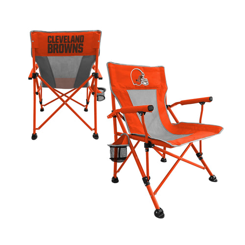 Cleveland Browns hard arm chair by Logo Brands, durable furniture with team logo, featuring a sturdy armrest and team colors.