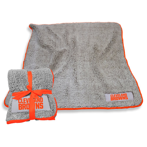 Cleveland Browns Frosty Fleece blanket by Logo Brands, soft and cozy NFL team blanket for fans.
