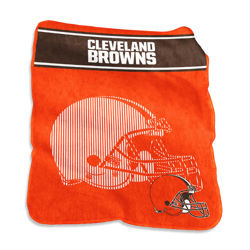 Cleveland Browns 60x80 Raschel throw blanket by Logo Brands, soft and cozy with team logo and colors for fans.