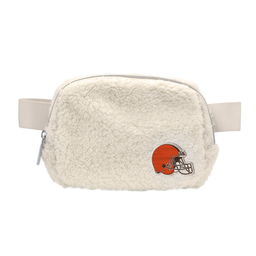 Cleveland Browns Sherpa belt bag by Logo Brands featuring team logo and cozy sherpa material, designed for casual wear.