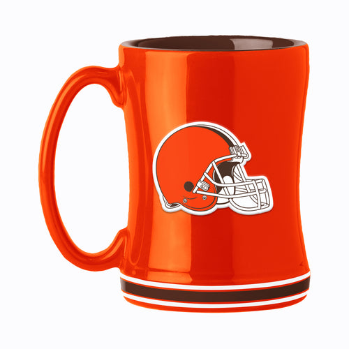 Cleveland Browns 14oz Relief Mug with team logo and textured design, durable drinkware by Logo Brands.