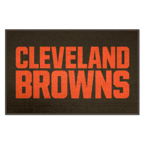 NFL Cleveland Browns starter mat featuring team logo and colors, made by Logo Brands, ideal for game room or entryway.