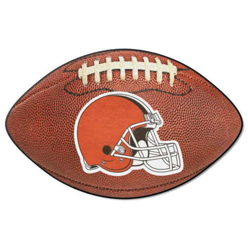 Cleveland Browns football mat with team logo, durable rubber surface, perfect for game rooms or sports enthusiasts.