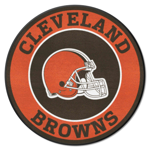 NFL Cleveland Browns roundel mat showing the team logo and colors, ideal for sports-themed home decor or entryway.
