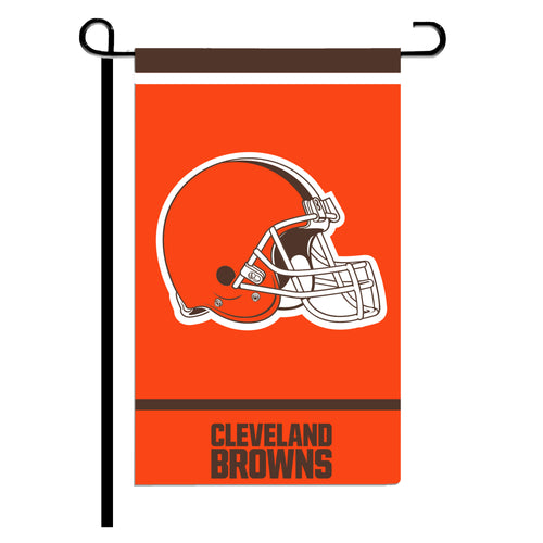 Cleveland Browns garden flag 12x18 inches with team logo and colors, perfect for outdoor sports fan decor.