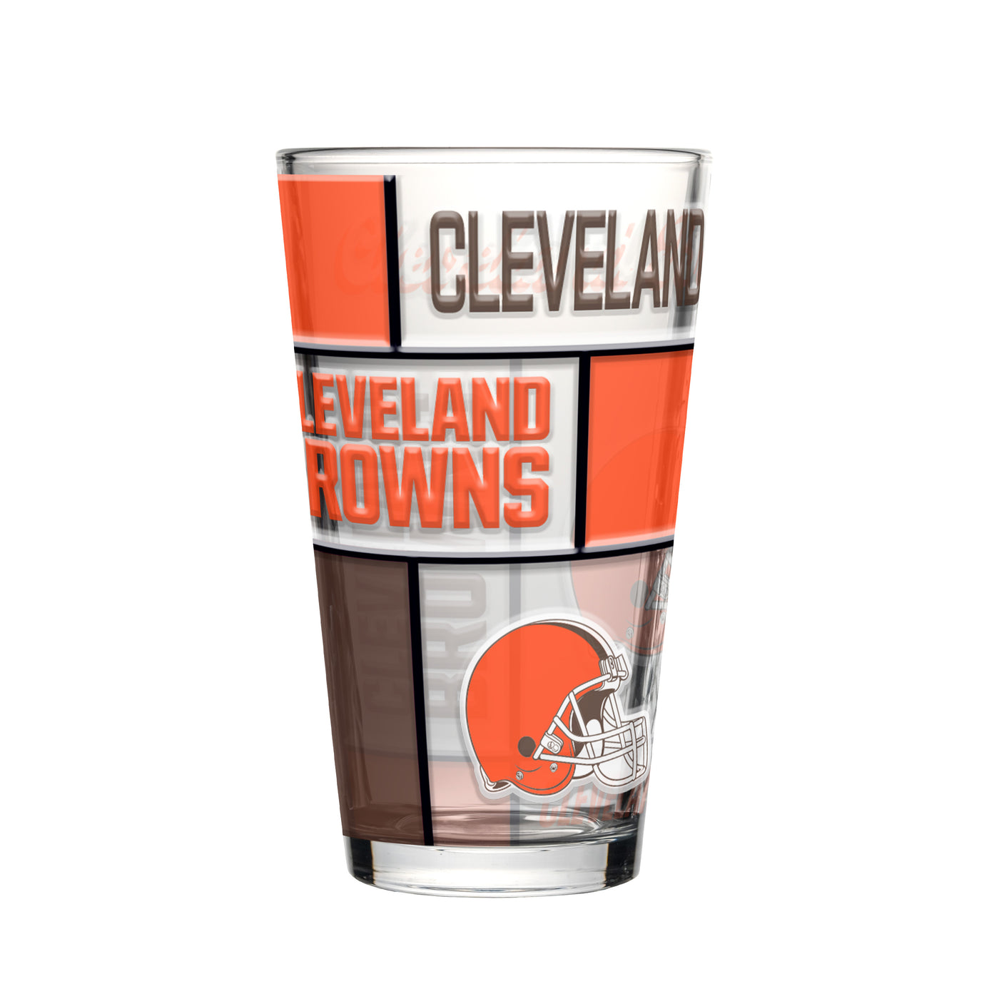 Cleveland Browns 16oz Quilted Stained Pint Glass