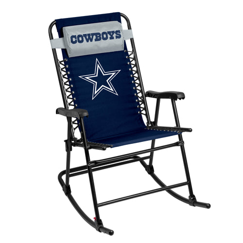 Dallas Cowboys bungee rocker chair from Logo Brands, featuring team logo and comfortable cushioned seating for fans.