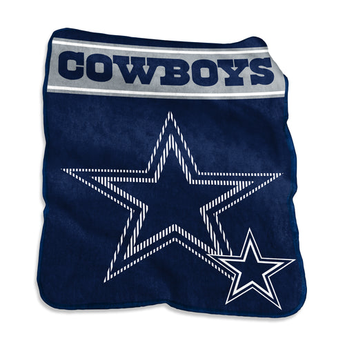 Dallas Cowboys 60x80 Raschel throw blanket by Logo Brands with team logo and Cowboys colors, soft and cozy for fans.