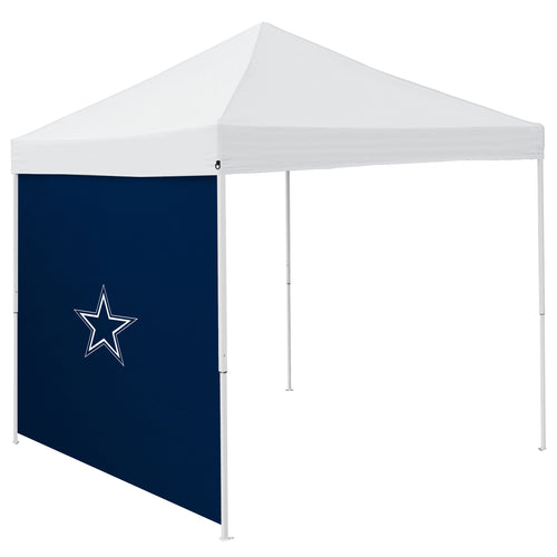 Dallas Cowboys 9x9 side panel shelter by Logo Brands, with navy fabric and team logo for outdoor sports coverage