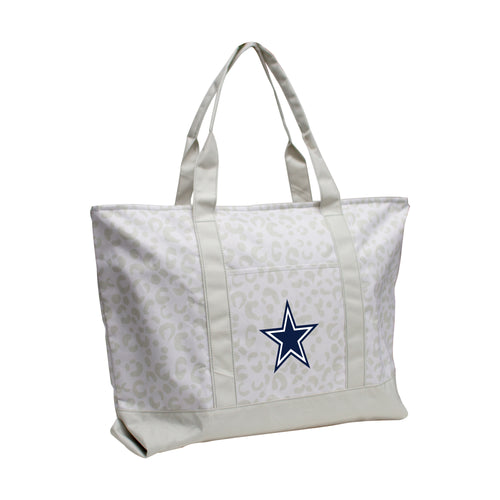 Dallas Cowboys leopard pattern tote bag by Logo Brands, featuring a stylish and spacious design with team logo accents.