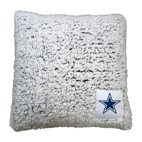 Dallas Cowboys Frosty Throw Pillow featuring team logo and design, perfect for cozying up on a sofa or bed.