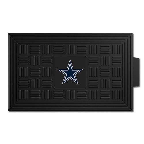 Dallas Cowboys medallion door mat by Logo Brands featuring team logo and design, ideal for football fans' entryways.