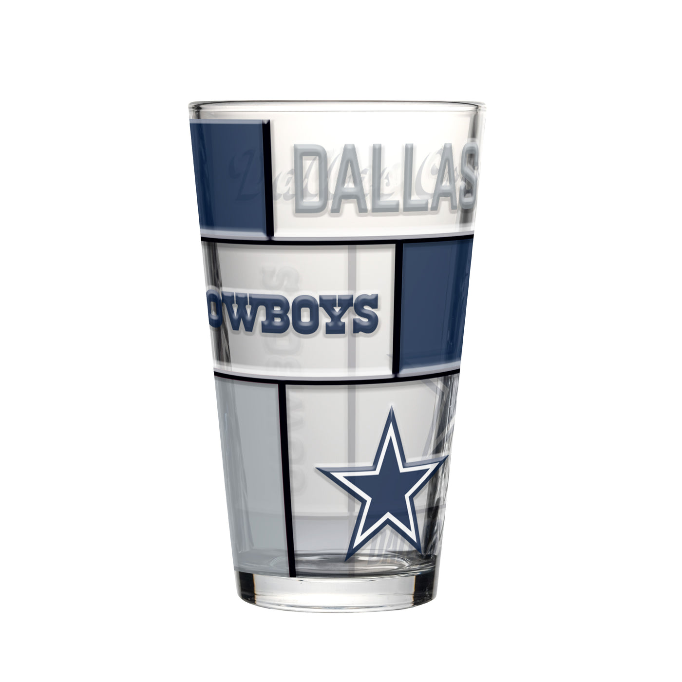 Dallas Cowboys 16oz Quilted Stained Pint Glass