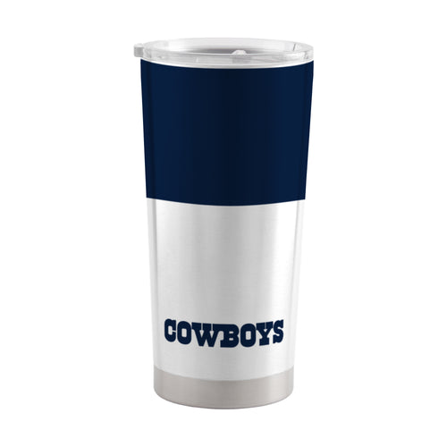Dallas Cowboys 20oz colorblock stainless steel tumbler with team logo, durable drinkware for hot and cold beverages.
