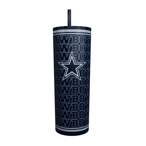 Dallas Cowboys 30oz Echo SS Straw Tumbler by Logo Brands, stainless steel drinkware with team logo and reusable straw.