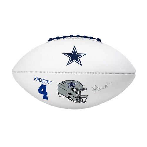 Full-size Dak Prescott autograph football featuring Dallas Cowboys logo and player's signature, recreation football by Logo Brands