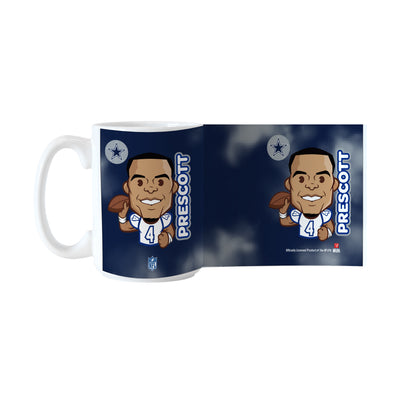 Dallas Cowboys Dak Prescott Caricature 15oz Sublimated Mug - Logo Brands