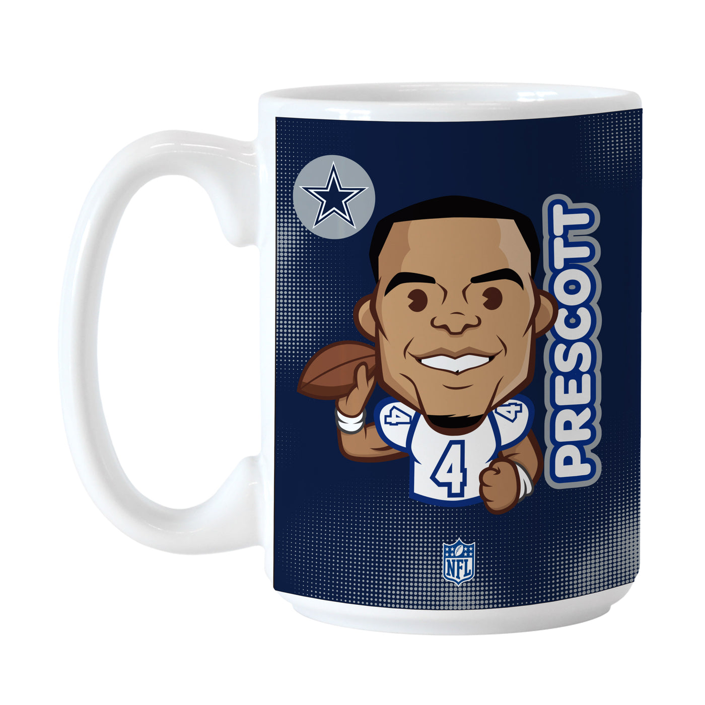 Dallas Cowboys Dak Prescott Caricature 15oz Sublimated Mug - Logo Brands