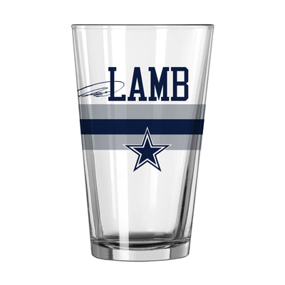 Dallas Cowboys Ceedee Lamb 16oz Stripe Pint Glass
