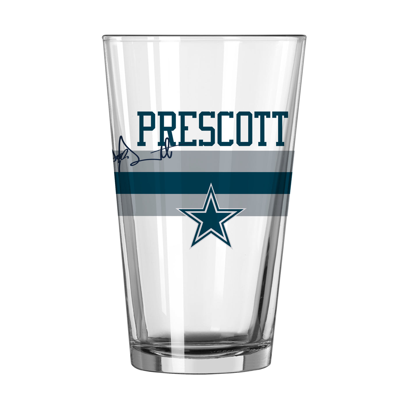 Dallas Cowboys Dak Prescott 16oz Stripe Pint Glass
