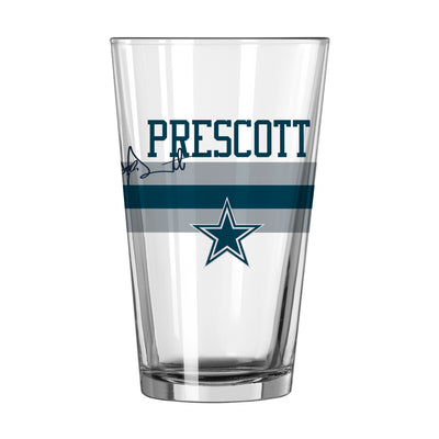 Dallas Cowboys Dak Prescott 16oz Stripe Pint Glass