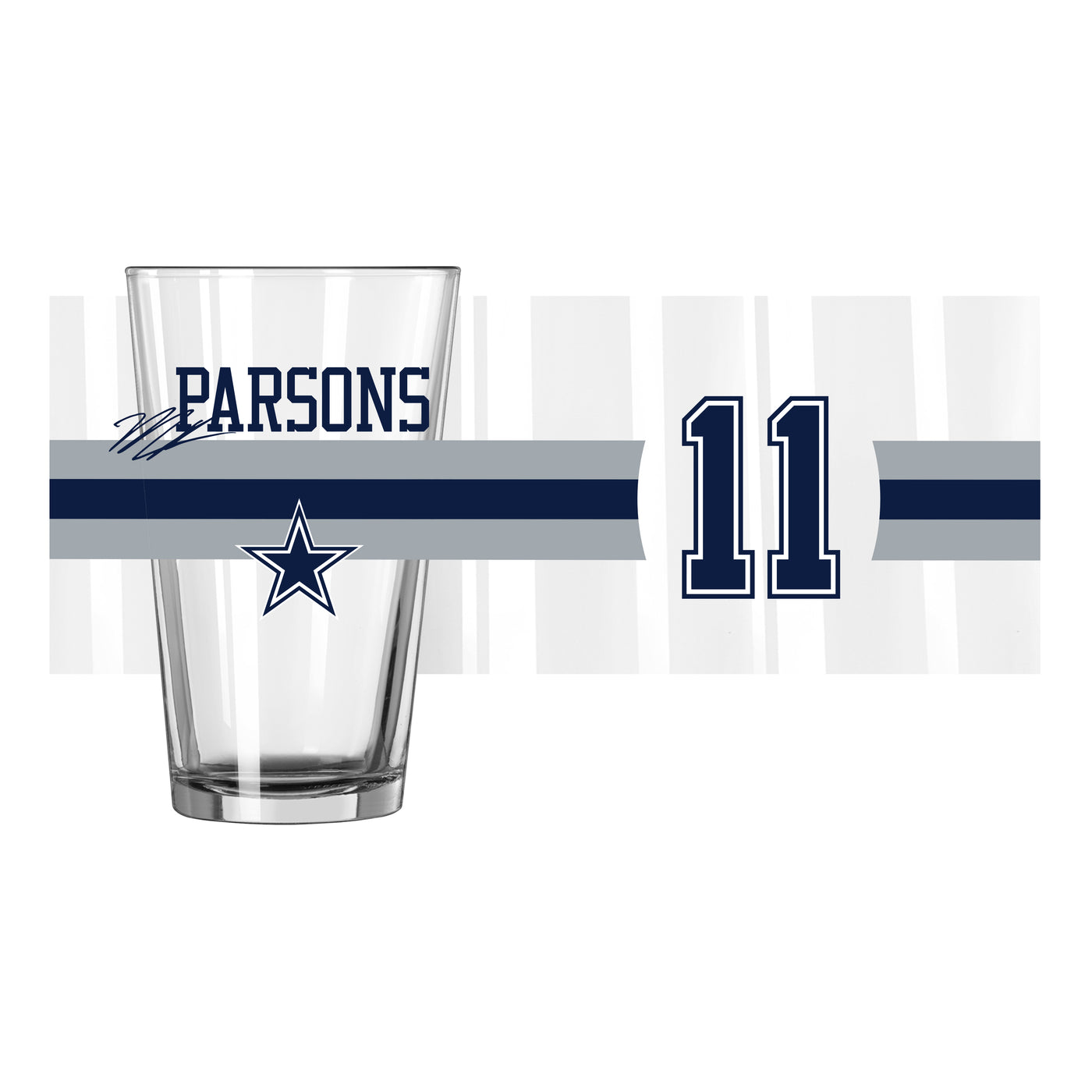 Dallas Cowboys Micah Parsons 16oz Stripe Pint Glass