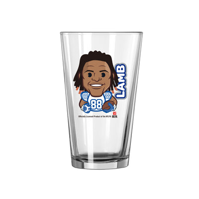 Dallas Cowboys Ceedee Lamb Caricature 16oz Pint Glass - Logo Brands