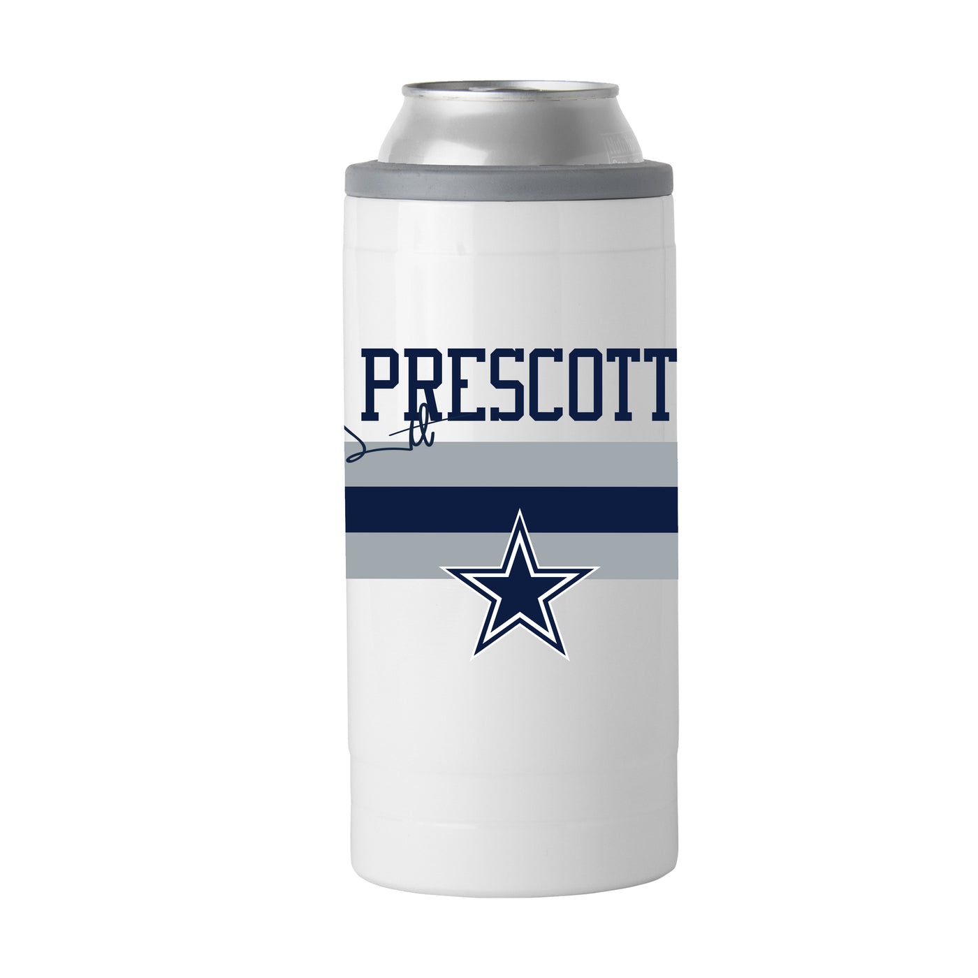 Dallas Cowboys Dak Prescott 12oz Stripe Slim Can Coolie