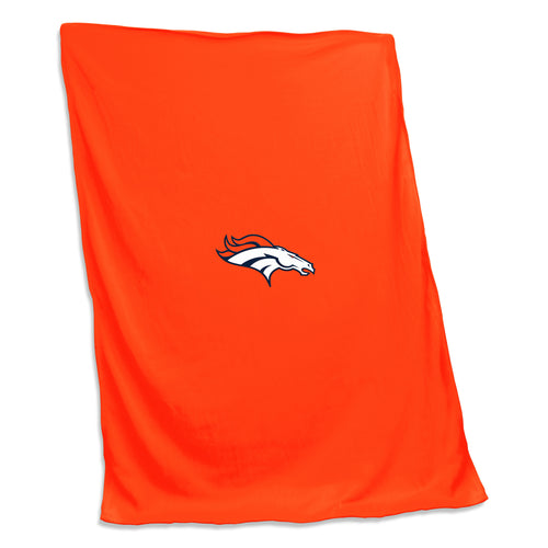 Denver Broncos sweatshirt blanket by Logo Brands, featuring team logo and design, cozy and soft for fan comfort.