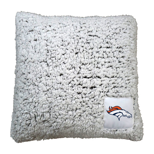 Denver Broncos Frosty Throw Pillow featuring team logo and design, perfect for fans and cozy decor.