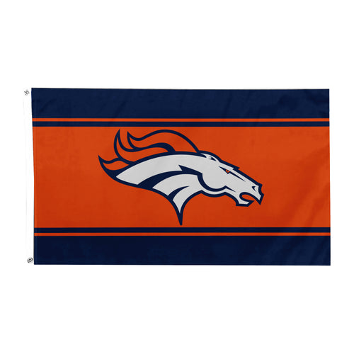Denver Broncos home flag, 3x5 feet, featuring team logo and colors, made by Logo Brands for sports fans.