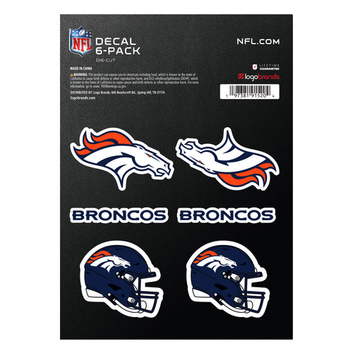 Denver Broncos decal sticker by Logo Brands featuring team logo and vibrant colors, perfect for fans' laptops or water bottles.