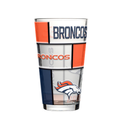Denver Broncos 16oz Quilted Stained Pint Glass