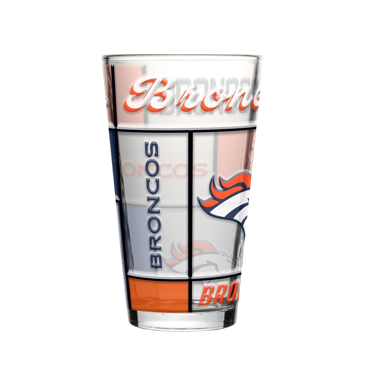 Denver Broncos 16oz Quilted Stained Pint Glass